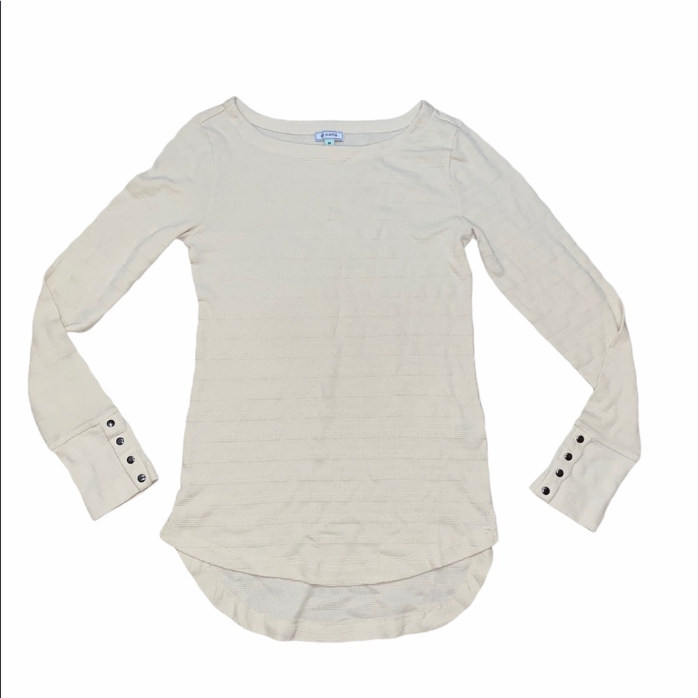 Susina Cream Off White Long Sleeve Knit Top sz M